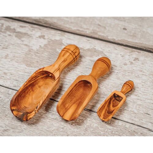 3 Pcs set - Natural OLIVE WOOD SCOOP/ Shovel -For Sugar Salt Seasoning Spices -Hand Crafted in Europe