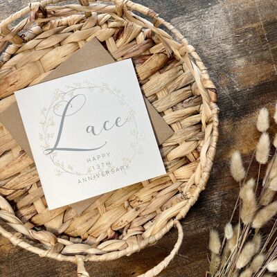 13th Lace Anniversary Card (B)