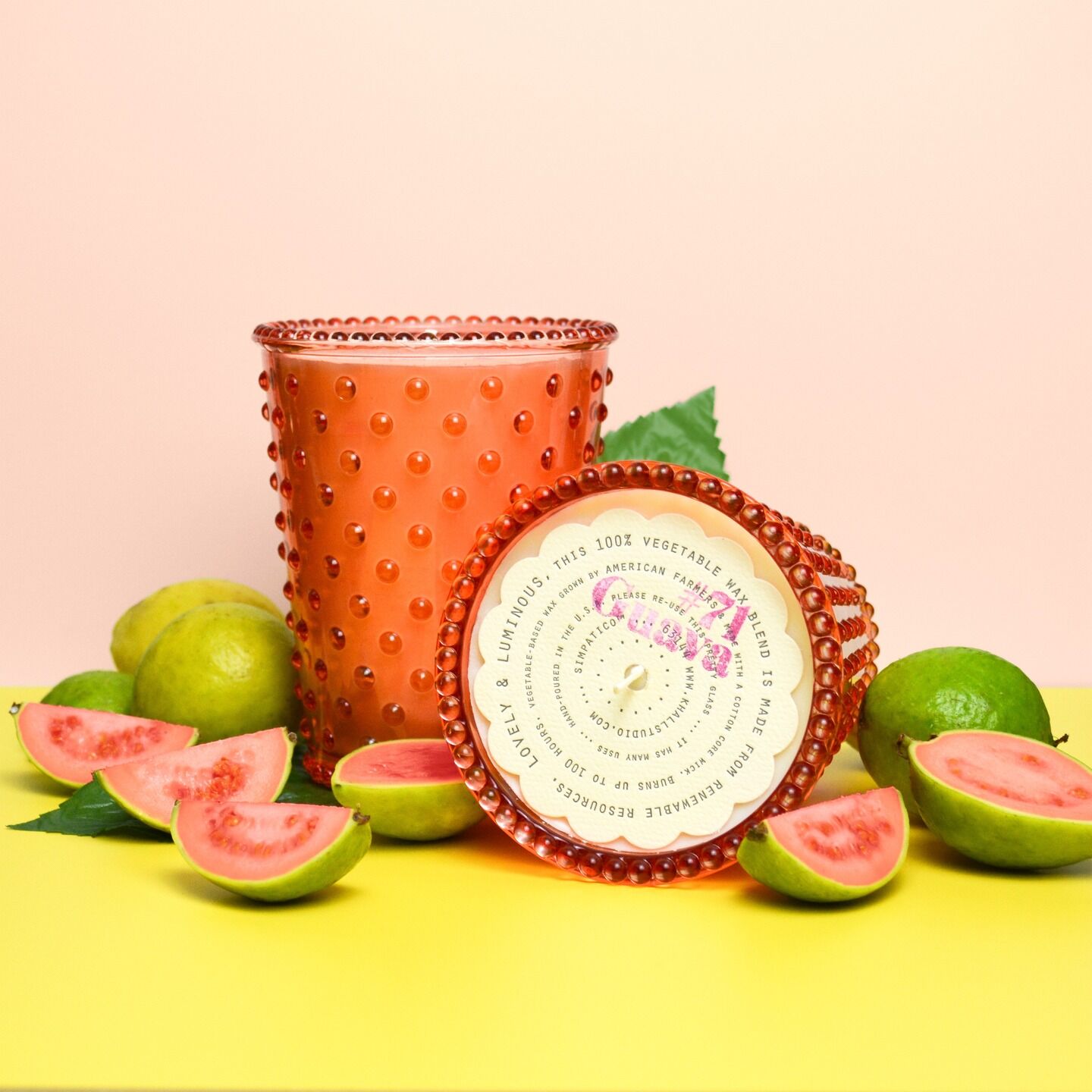 Simpatico Hobnail Glass Candle #71 Guava