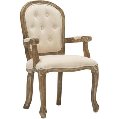 Fauteuil 61203LI Beige - assise Lin pieds Bois