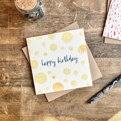Birthday Card, Yellow Pattern