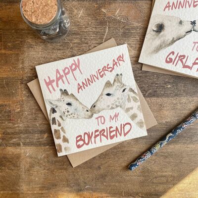 Boyfriend Anniversary Card, Giraffe