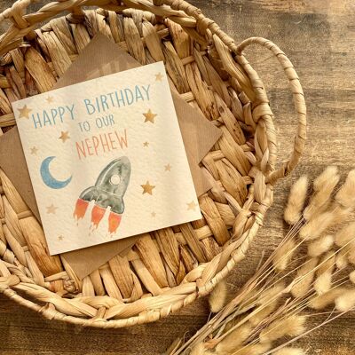 Nephew Birthday Card, Rocket, Space, Spaceship