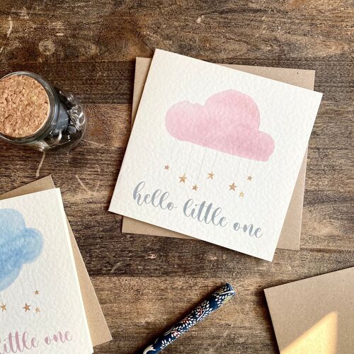 New Baby Card, Pink Cloud