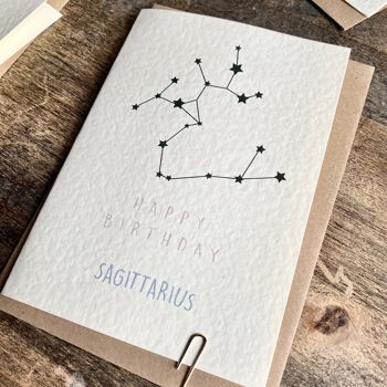 Sagittarius Birthday Card, Star Sign Card, Zodiac Card 2