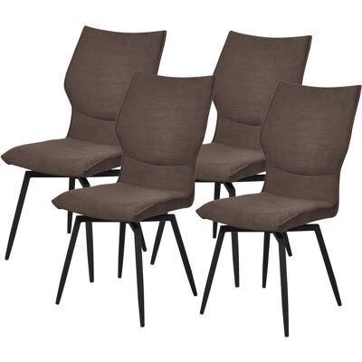 Lot de 4 - Chaise 55126CH Marron - assise Tissu pieds Metal Noir