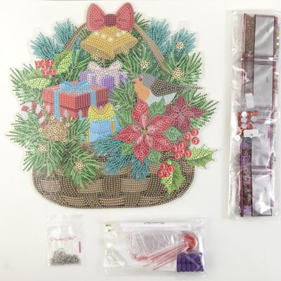 Festive, 30x30cm Crystal Art Hanging Basket
