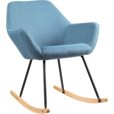 Rocking chair 47134BU Bleu - assise Tissue pieds Metal Noir
