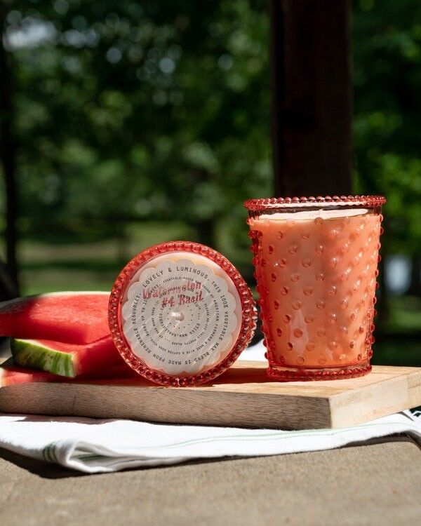 Simpatico Hobnail Glass Candle - #4 Watermelon Basil