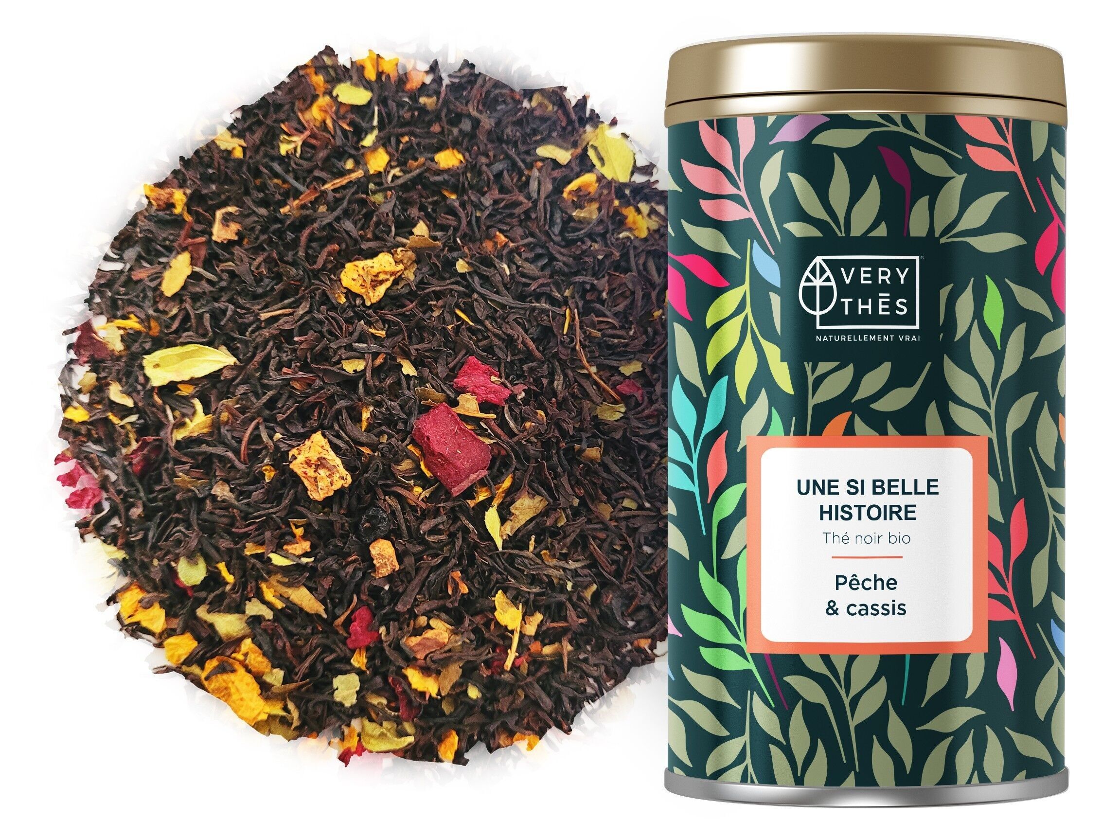 Té negro "QUE HERMOSA HISTORIA" orgánico 85 GR Melocotón y Grosella Negra