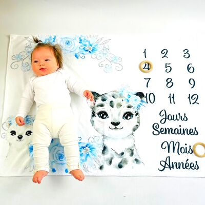 Tapis pour photographier bébé thème animaux de l'hiver girly