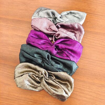 PACK 5 HEADBANDS SHINE COLLECTION / Holiday special: Iridescent silver, pink, purple, green and gold