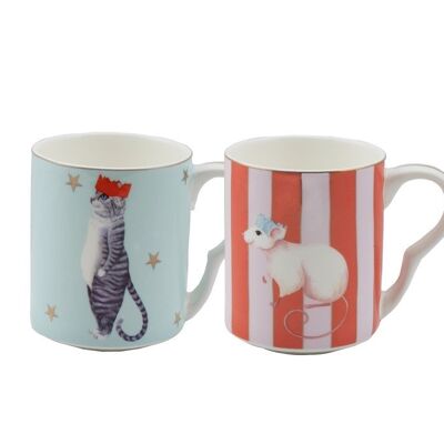 YE - Coffret de 2 mugs 250ml Ours polaire & Chat - Noël