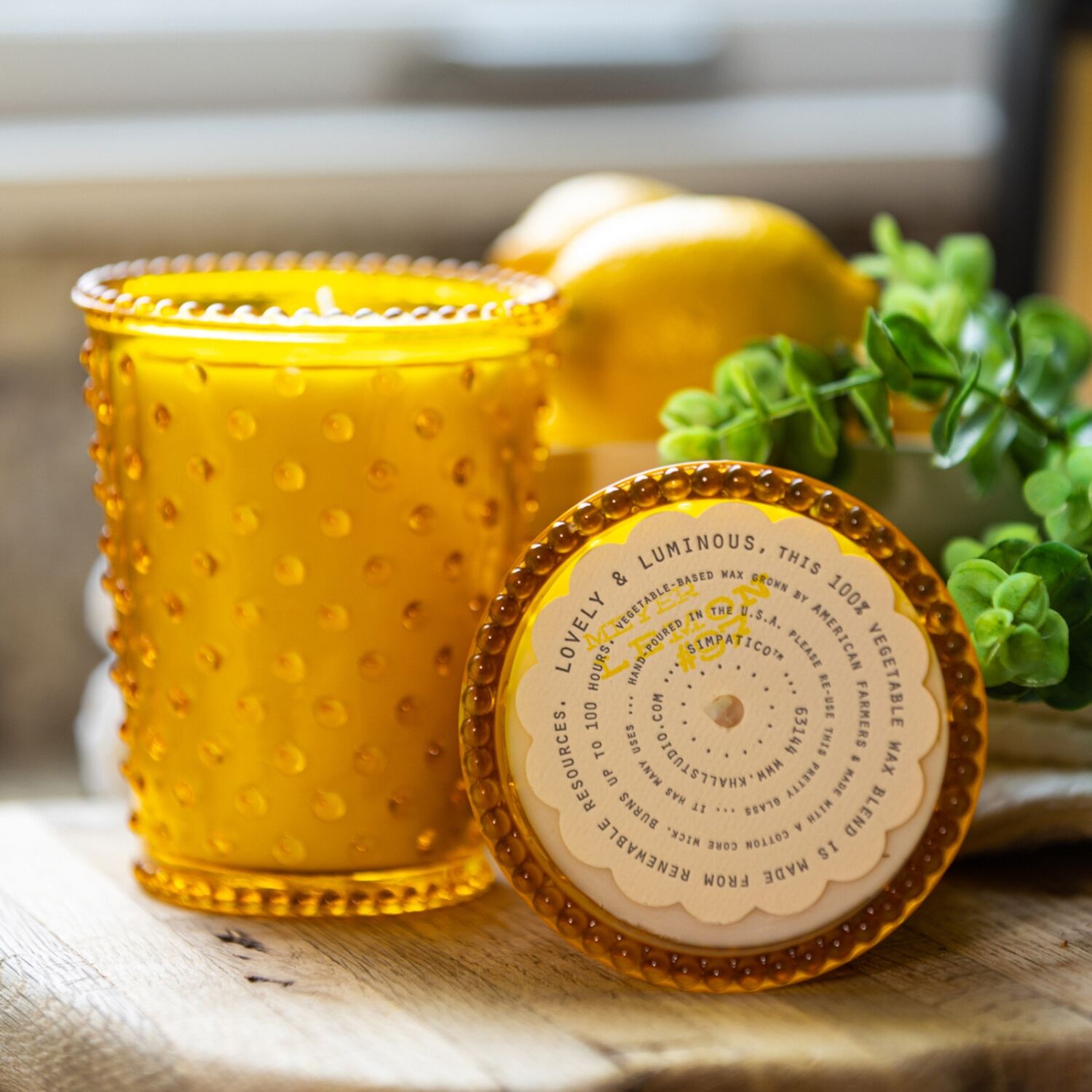 Simpatico Hobnail Glass Candle - #97 Meyer Lemon