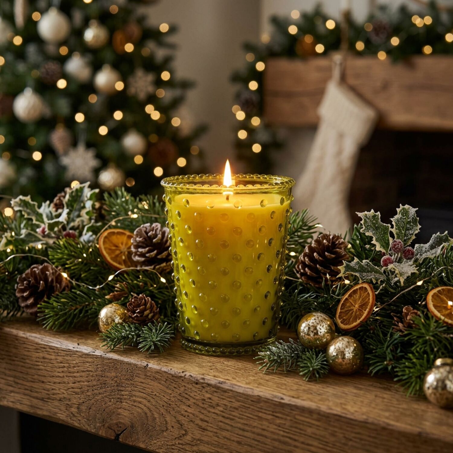 Simpatico Hobnail Glass Candle #24 Fir & Grapefruit