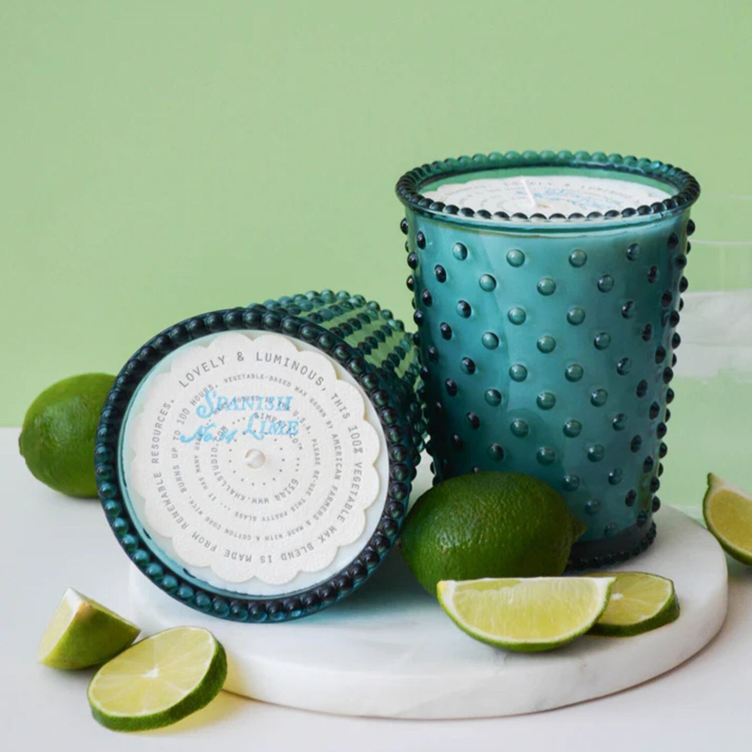 Simpatico Hobnail Glass Candle #14 Spanish Lime