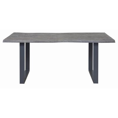 Table de repas 29772GR Gris - plateau Acacia Massif pieds Metal 180 x 90