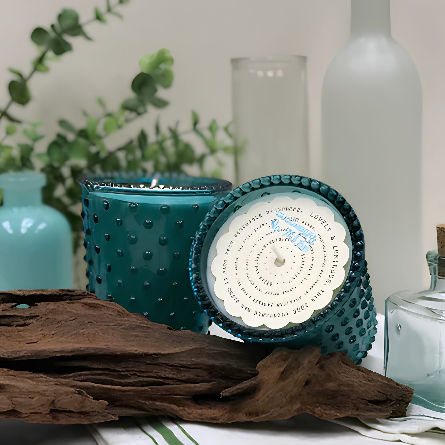 Simpatico Hobnail Glass Candle #74 Cucumber & Gin