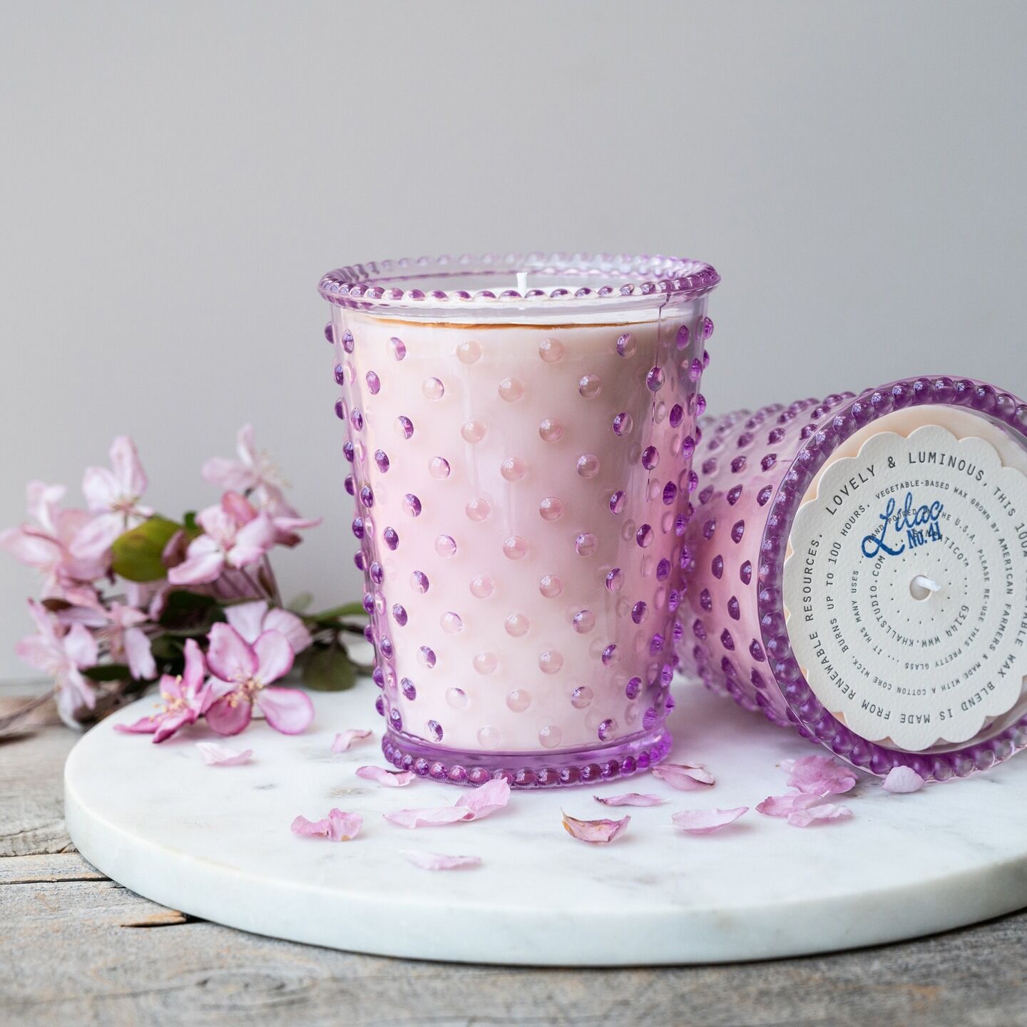 Simpatico Hobnail Glass Candle #41 Lilac