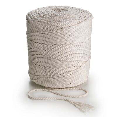 Cordón de macramé natural Cuerda Cuerda 3 capas Giro 3 mm x 400 m 3 hilos Cuerda de cordón de algodón