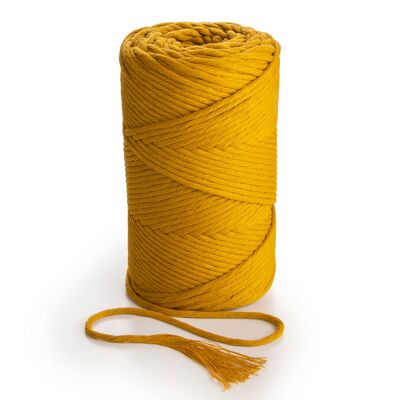 Cuerda de macramé Hilo de cuerda Trenzado simple 3 mm x 1 kg (280 m) o 500 g (140 m) Cuerda de cordón de algodón de 1 CAPA MOSTAZA