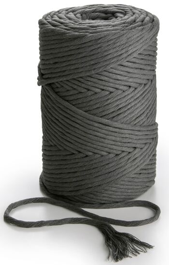 Macramé Corde Corde Ficelle Simple Torsadé 3mm x 1kg (280m) ou 500g (140m) Cordon coton 1 PLI GRIS FONCÉ 1