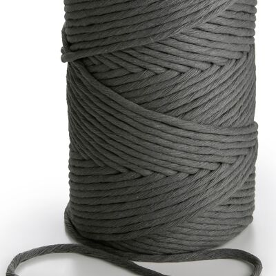 Cuerda de macramé Hilo de cuerda Trenzado simple 3 mm x 1 kg (280 m) o 500 g (140 m) Cuerda de algodón de 1 CAPA GRIS OSCURO