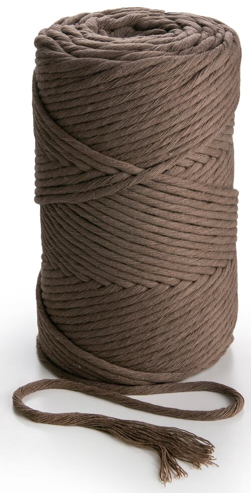 Macrame Cord Rope Twine Single Twisted 3mm x 1kg (280m) or 500g (140m) 1 PLY cotton cord string BROWN