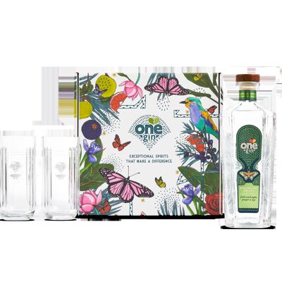 One Gin Gift Set with glassware (Crisp Apple)