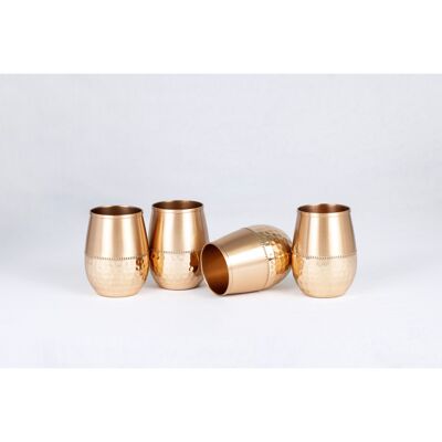 Bottom - Sequence Oval Copper Water Glass Set (4 Glasses)