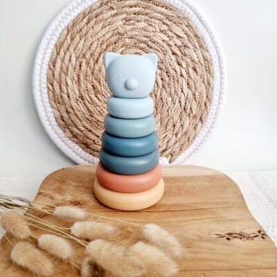 Tour d'empilage en silicone Chat - Vert