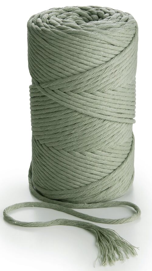 Macrame Cord Rope Twine Single Twisted 3mm x 1kg (280m) or 500g (140m) 1 PLY cotton cord string SAGE GREEN