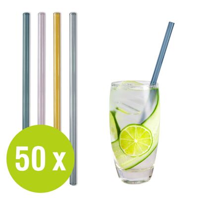 BarBaydos drinking straws glass 50 pieces Ø8x210mm colored