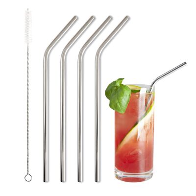 Pajitas para beber BarBaydos acero inoxidable Ø6x210mm curvadas plata