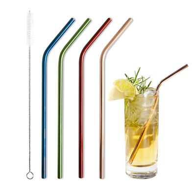 BarBaydos drinking straws stainless steel Ø6x210mm colorful curved