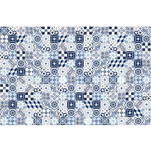Bodenmatte, 118x180cm, Mosaik blau