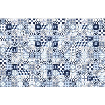 Floor mat, 118x180cm, mosaic blue