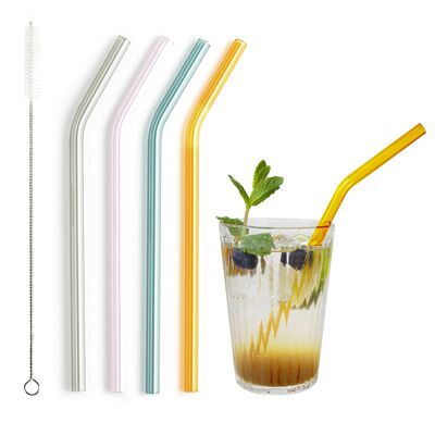 BarBaydos drinking straws glass Ø8x210mm colorful curved