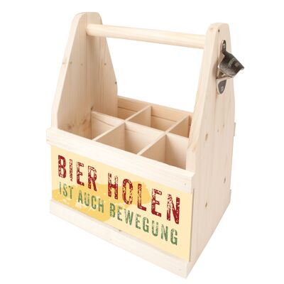 Beer Caddy for 6 bottles "GETTING BEER IS ALSO MOVEMENT"