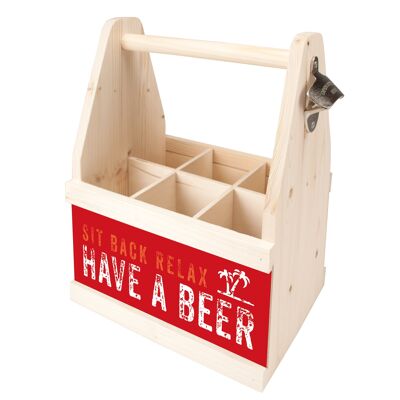 Beer Caddy for 6 bottles "SIT BACK RELAX"