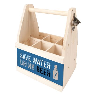 Beer Caddy für 6 Flaschen "SAFE WATER DRINK"