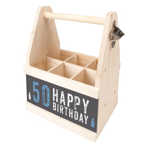 Beer Caddy für 6 Flaschen "50 HAPPY BDAY"