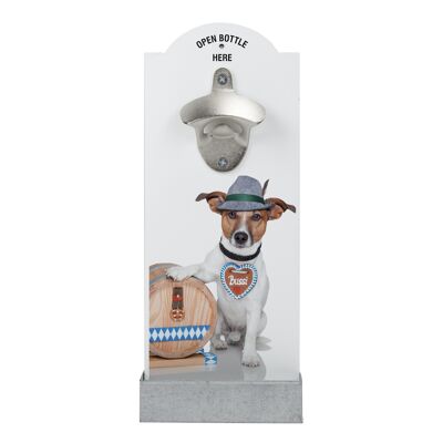 Apribottiglie da parete "DOG WITH BARREL"