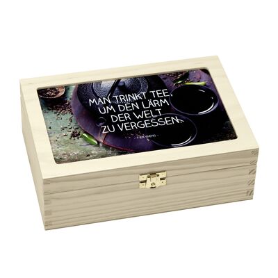 Caja de té de madera 'EL HOMBRE BEBE TÉ'
