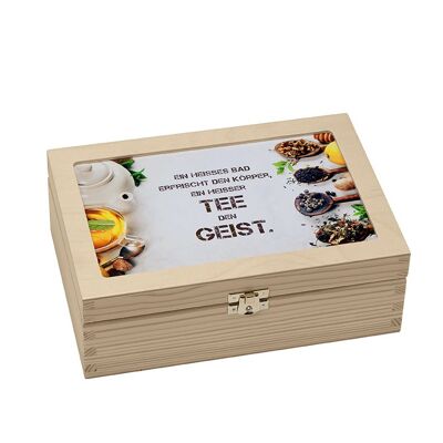 Wooden tea box 'A HOT BATH'