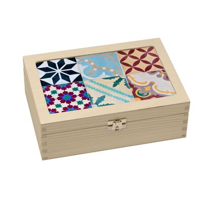 Caja de té de madera 'MOSAIK BUNT'