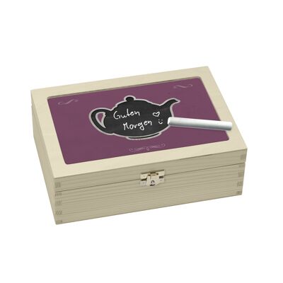 Wooden tea box 'TEEKANNE' with chalk