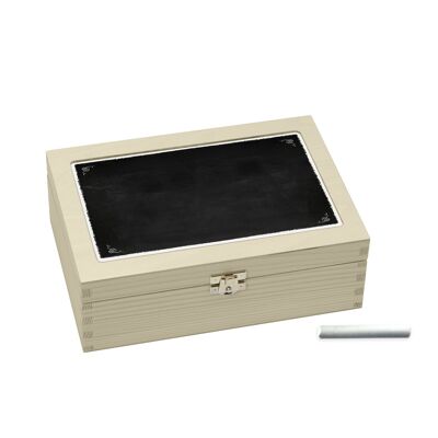 Wooden tea box with chalk