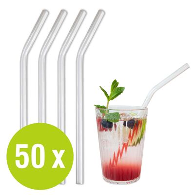 BarBaydos drinking straws glass 50 pieces Ø8x210mm curved