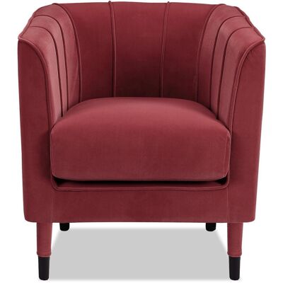Fauteuil 13442RO Rouge - assise Velours pieds Bois